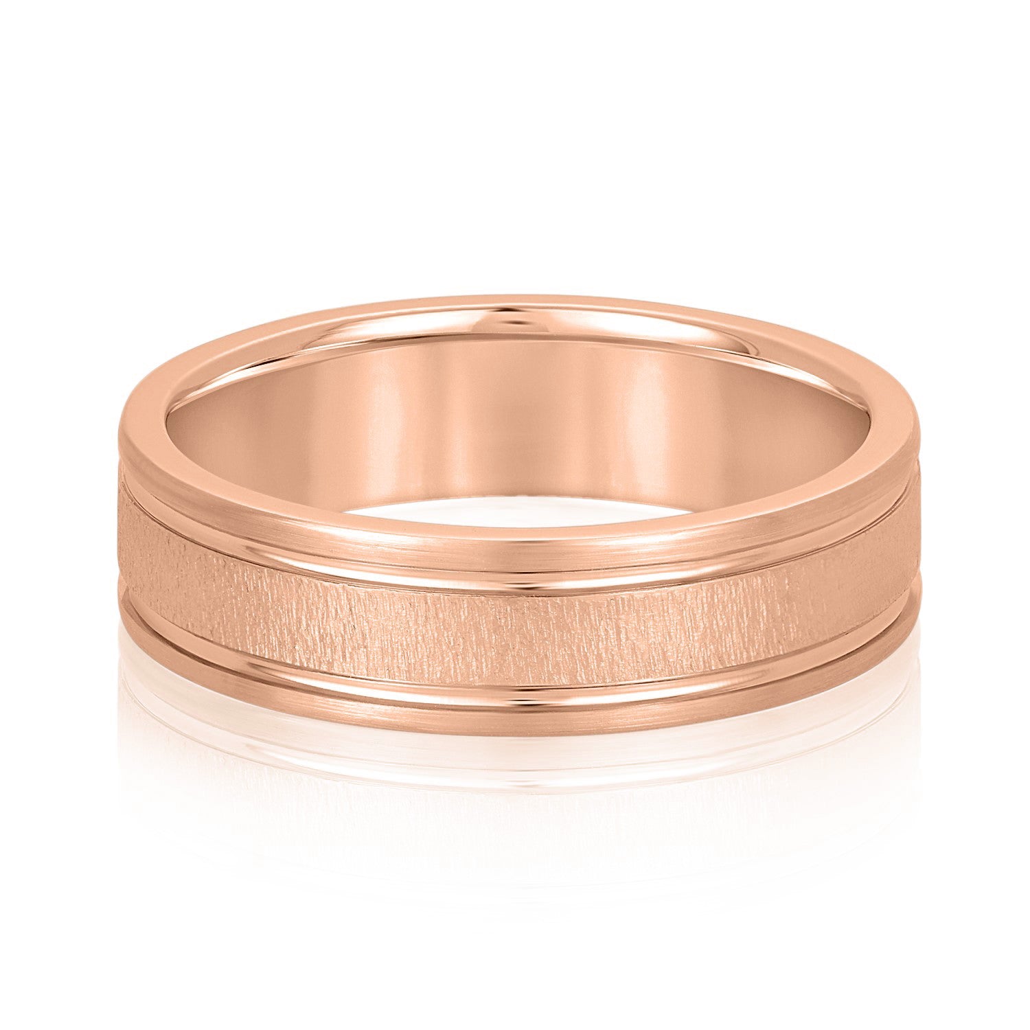 Men's Textured Inlay and Double Groove Style Band-VIRABYANI